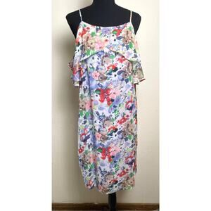 Emma & Michele Women's Cold Shoulder Floral Mini Dress Purple L Fairy Feminine